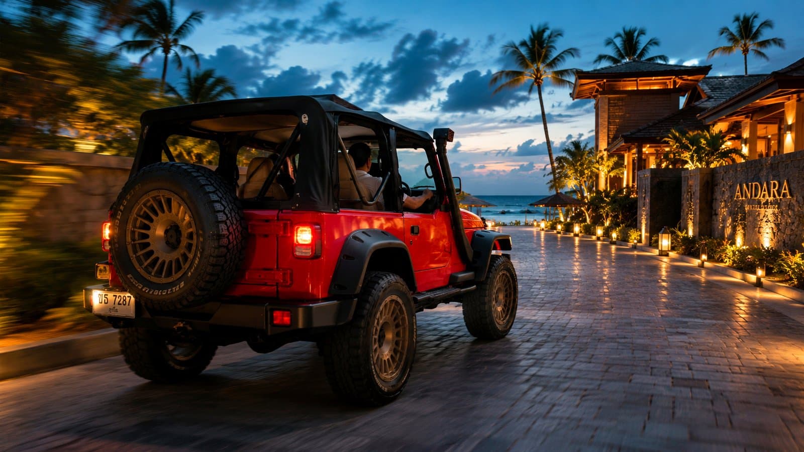 Arriving at a resort after dark